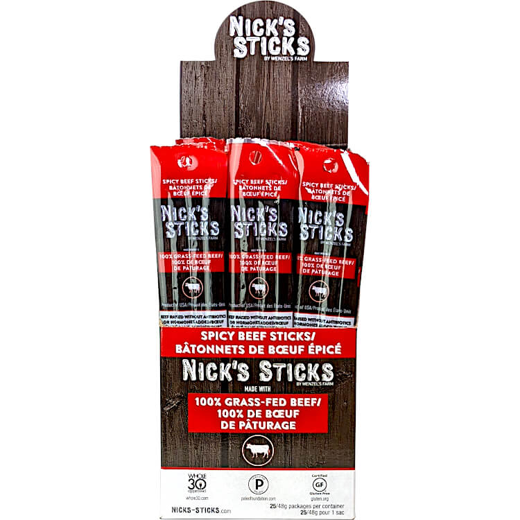Nicks Sticks 100% Grass-Fed Beef Snack Sticks - Spicy